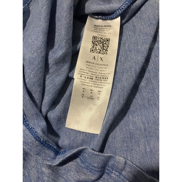 Armani Exchange Men’s Polo Shirt Blue Contrast Trim Logo Size M - Picture 11 of 11
